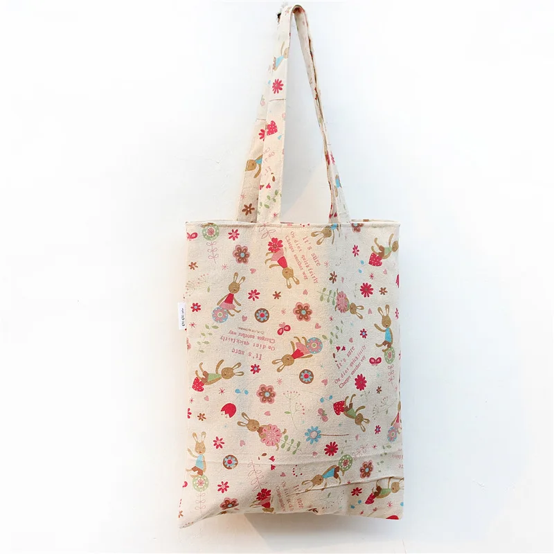 YILE Cotton Linen Shopping Tote Shoulder Carrying Bag Eco Reusable Printed Bunny rabbit Flower Easter Gift NEW L024 | Багаж и сумки