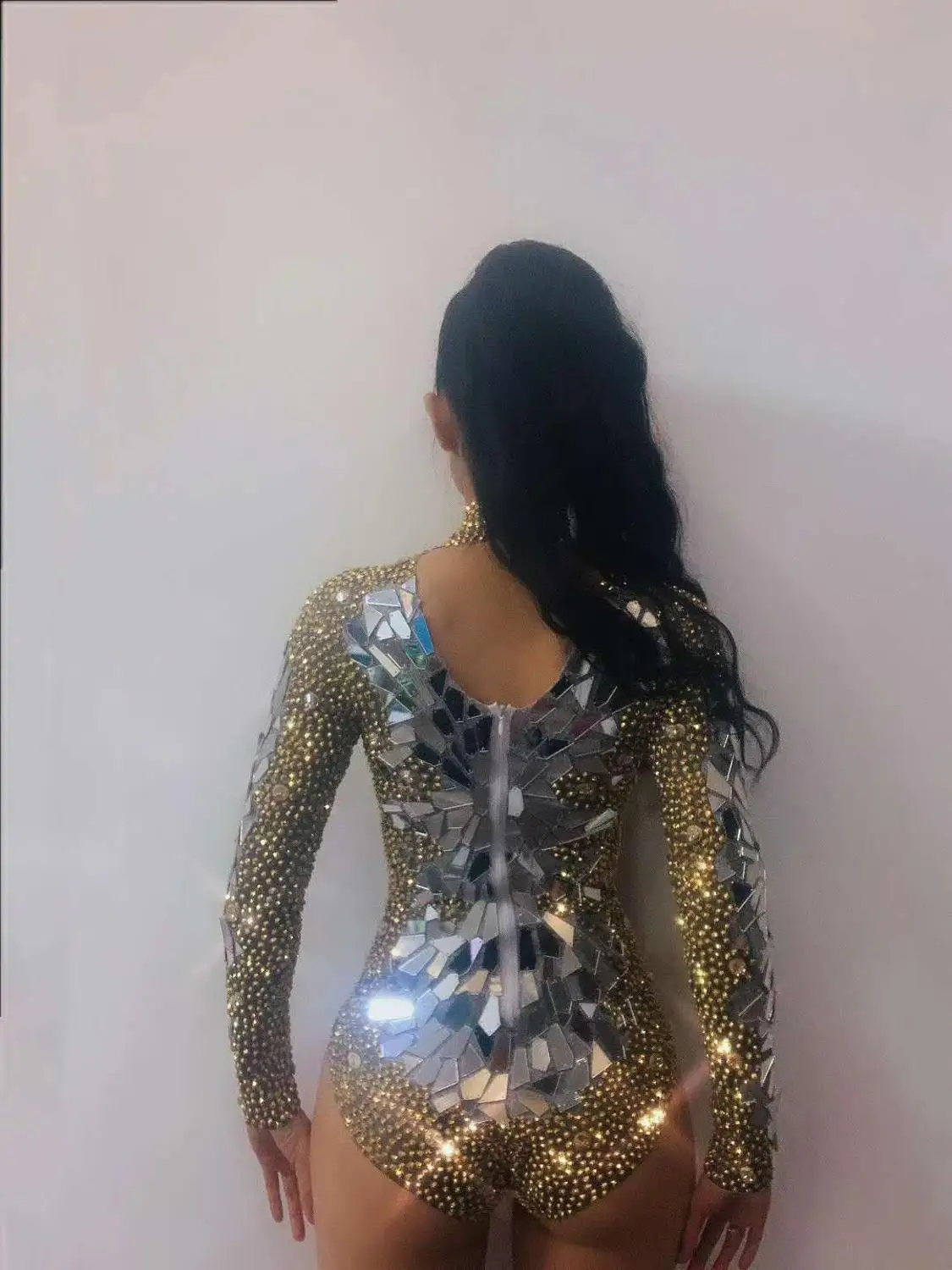 

Women Stage Costumes Shining Stretch Skinny Jumpsuits Sequin Nightclub Pole Dancing Sexy Slim Bodysuits Rhinestones Rompers