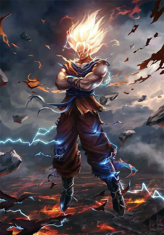 

Cartoon 5d diy diamond painting anime goku fire full square / round drill diamond embroidery 3D mosaic artwork
