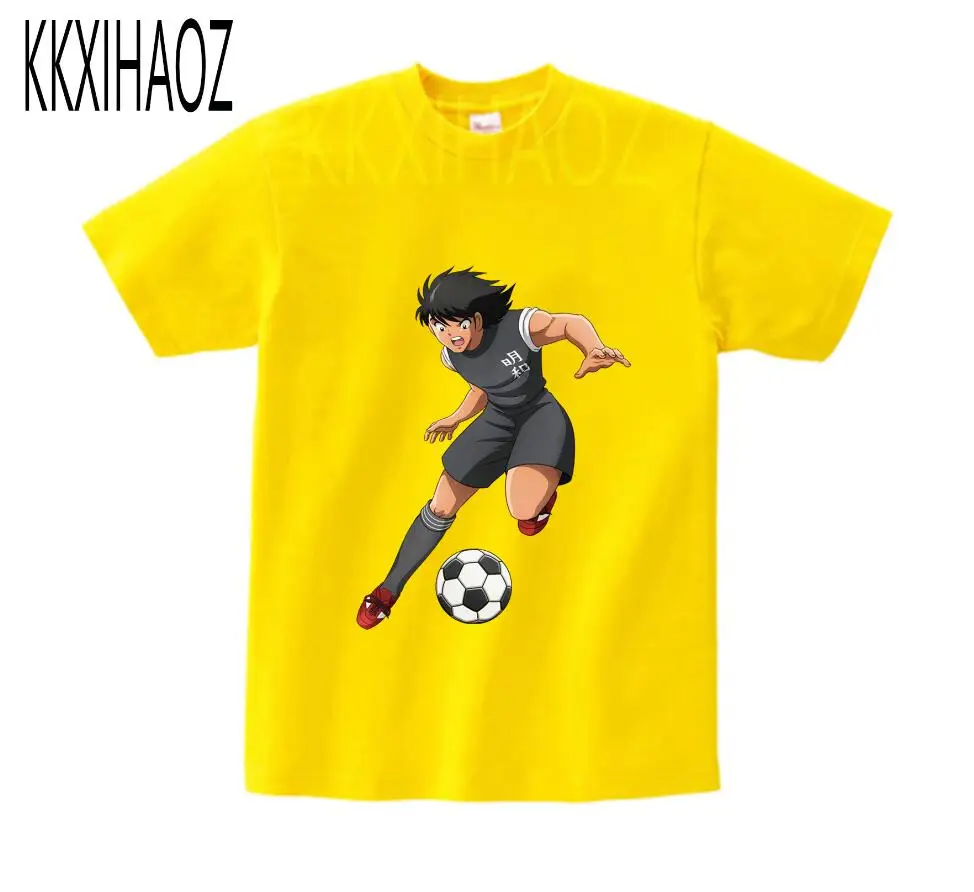 yellow childreTshirt Летняя детская футболка для мальчиков футболки с короткими рукавами с принтом капитан Цубаса хлопковая детская футболка с круглым вырезом Одежда для мальчиков N - Цвет: yellow childreTshirt