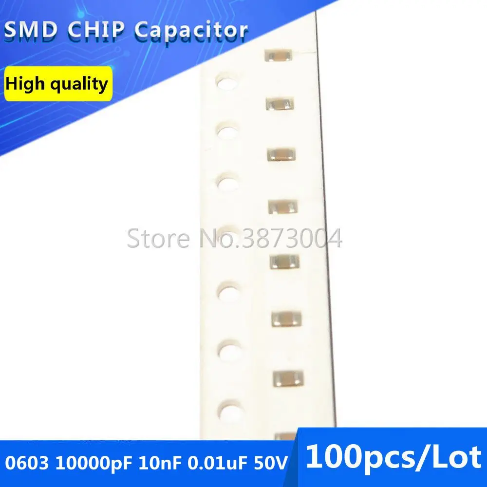 100 шт. 0603 10000pF 10nF 0 01 мкФ 50V X7R 10% SMD чип-конденсатор | Строительство и ремонт