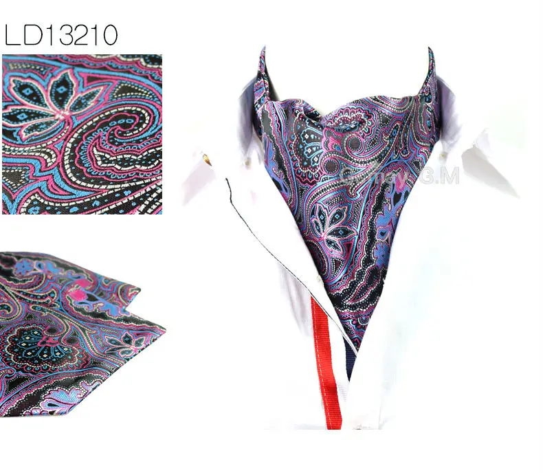 Men Vintage Polka Dot Wedding Formal Cravat Ascot Scrunch Self British style Gentleman Polyester Silk Neck Tie Luxury