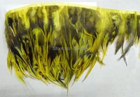 10meterslot10 15cm height yellow rooster feather trimwholesale bluk feathersneck hackle badgerrooster feathers fringe