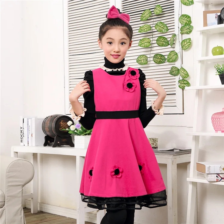 Kids Girls 2014 autumn and winter children dress in New Korean girls woolen embroidery | Детская одежда и обувь