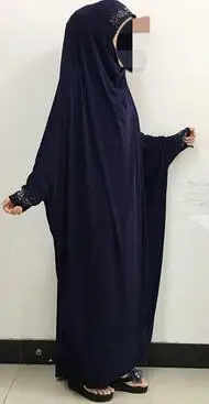 navy blue Стразы, юбка, одежда, большой размер, хиджаб, химмар, длинные, с рукавами, свободный размер - Цвет: navy blue