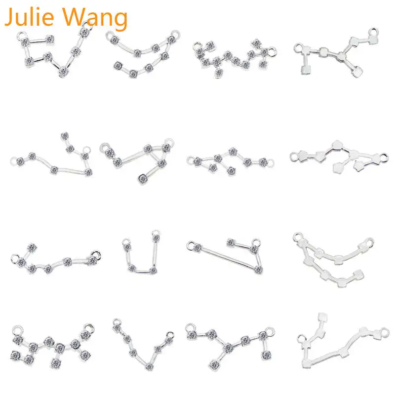 Julie Wang 12 шт. белые K Смешанные созвездия зодиака шармы из сплава циркония ожерелье