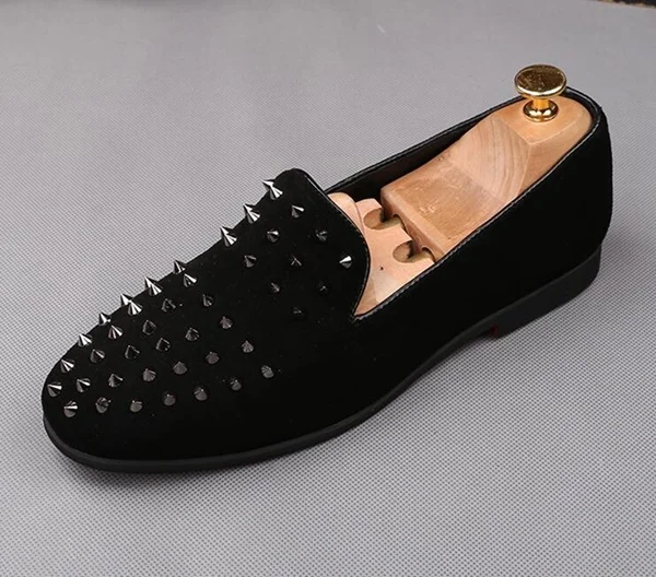 as picture Черные замшевые кроссовок с клепками британском стиле mocassins тапочки случайные обувь - Цвет: as picture