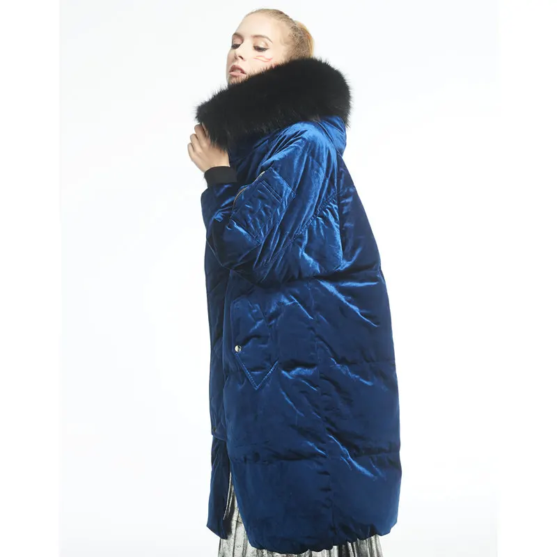 Missofo/Теплый Зимний пуховик темно-синего цвета новинка 2017 года куртка известного