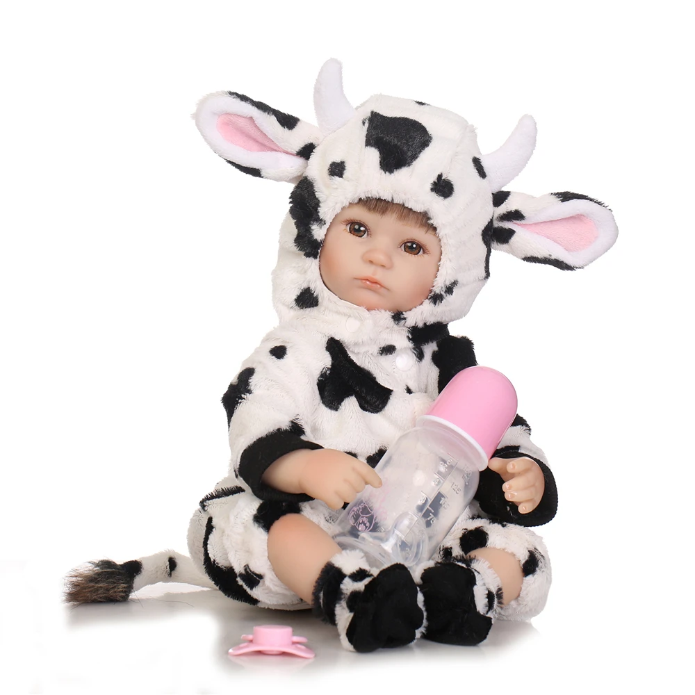 40 см девочка Reborn Baby Dolls прекрасный корова мультфильм силиконовый Bebe-reborn Baby Doll игрушки для детей день рождения рождественские подарки