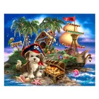 Алмазная вышивка 5D сделай сам, полноразмерная алмазная живопись, мультяшная собака, пляж, лодка, алмазная живопись, вышивка крестиком стразы, мозаика