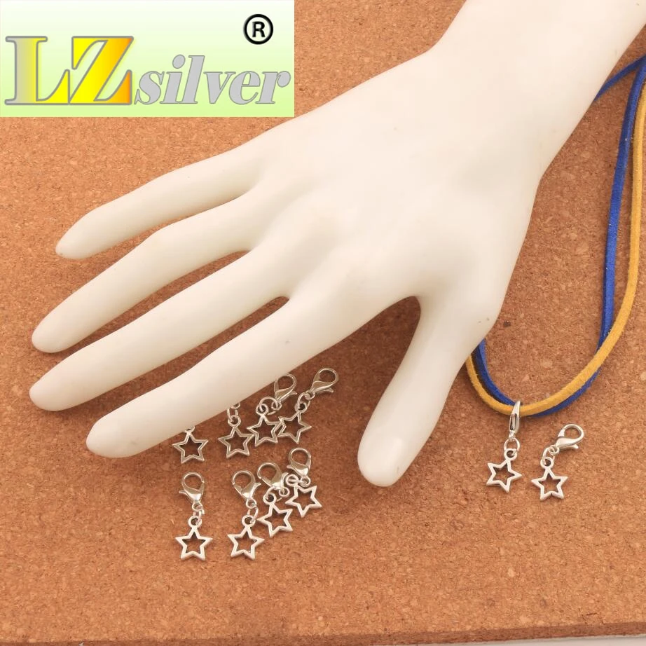 

200PCS zinc alloy Bronze Open Star Lobster Claw Clasp Charm Beads Jewelry DIY C138 10.5x24.5mm