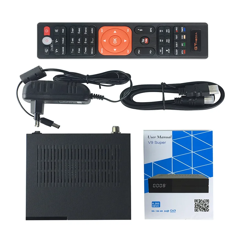 Gtmedia V9 супер-цифра спутниковый телевизионный ресивер HD 1080 P DVB-S2 Встроенный Wi-Fi, H.265 Поддержка Cccam AC3 IP ТВ Youtube Freesat ТВ комплект-Tet коробка