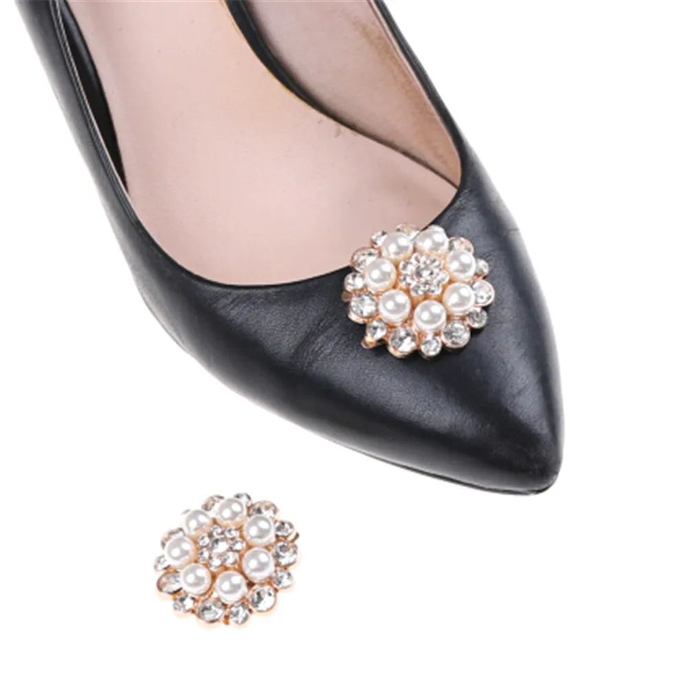 

1 Pcs Crystal Rhinestones Charm Shoe Clips Metal Material Faux Pearl Bridal Prom Rhinestone Shoe Clip Buckle