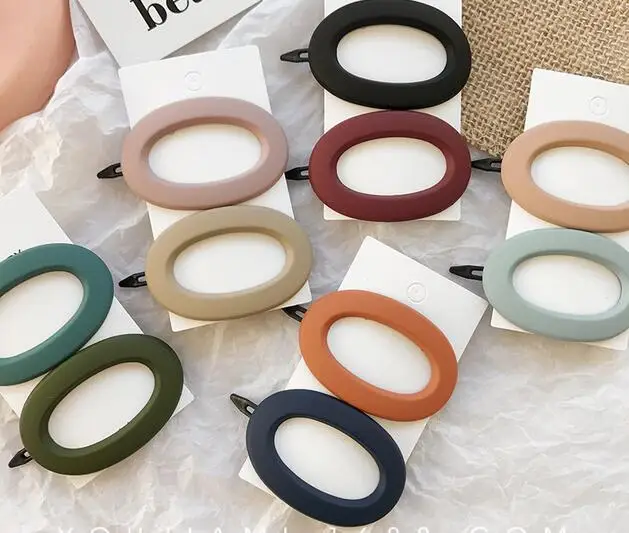 2019 Korea Fashion Solid Color Scrub Resin Hair Clips Geometric Hollow Oval Wave Shape Hairpins Accessories for Women | Украшения и