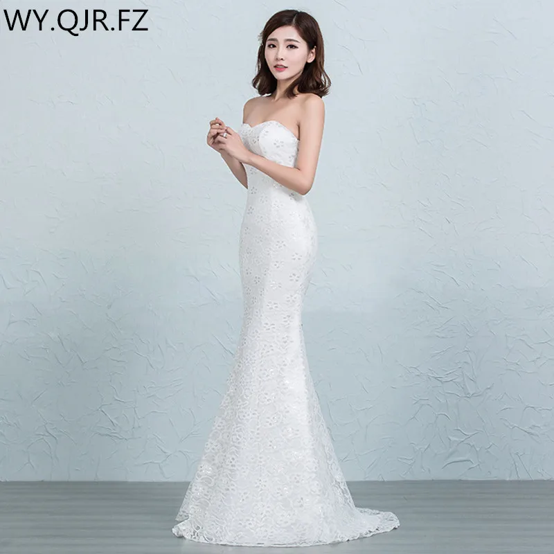 

DM-2670TWB#Wedding dress lace up pring 2022 new fish tail sexy slim white and red long Dresses Wholesale women clothing cheap