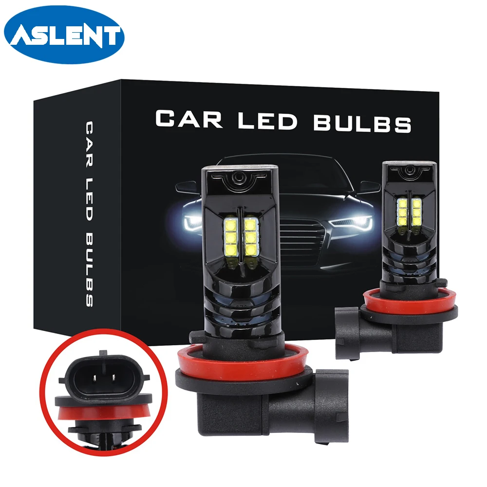 

ASLENT 2PCS 2000Lm H11 H8 H9 2525 Chips LED Car Lights Bulbs 9005 HB3 9006 HB4 H4 H7 White DRL Fog Lights 6500K 12V Driving Lamp