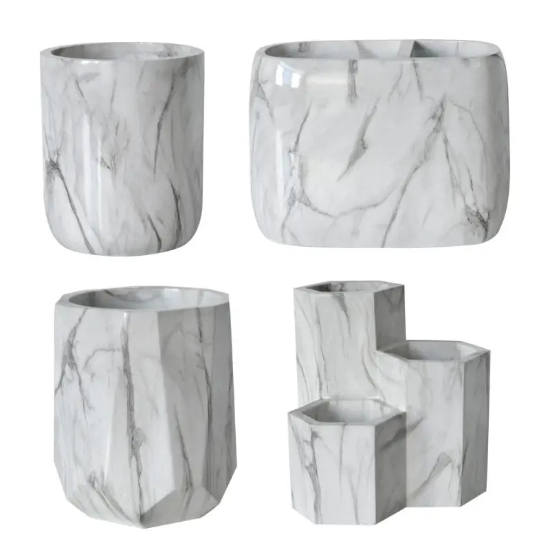 Ящик для хранения косметических кистей с мраморной текстурой|Подставки ручек| |