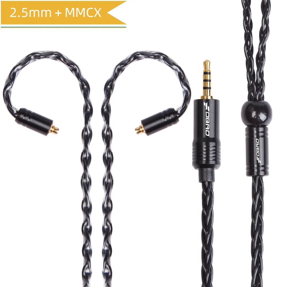 black 2.5mm MMCX FDBRO 8 core MMCX IE80 A2DC IM 2pin наушники кабель 2,5/3,5/4,4 мм с серебряным покрытием гарнитуры аудио провода LS50 LS70 LS200 LS30 - Цвет: black 2.5mm MMCX