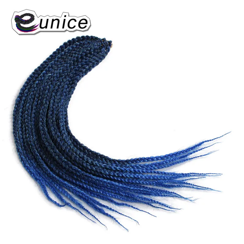 Eunice Hair 1" 24" дюйма 100 г/шт. синтетический Омбре плетение волос Плетение Парик Косы наращивание волос черный фиолетовый ошибка - Цвет: T1B/синий