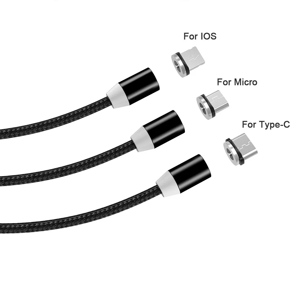 Светодиодный магнитный кабель для быстрой зарядки 3 в 1 Lighting Micro USB Type C IPhone X 7 8 6 XS XR
