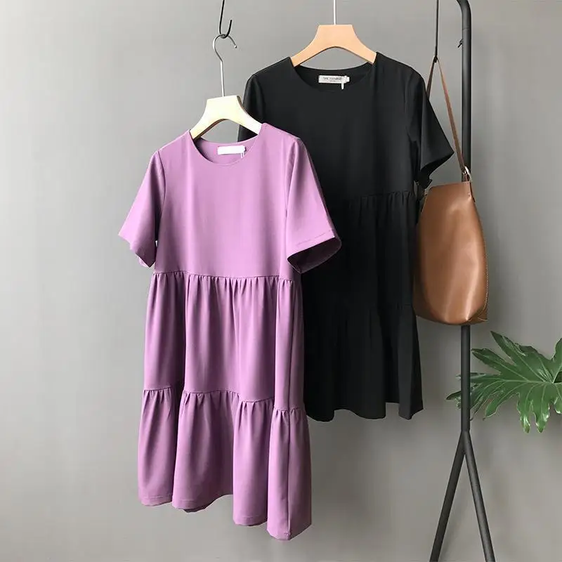 Женское длинное платье NFIVE свободное однотонное в Корейском стиле с короткими