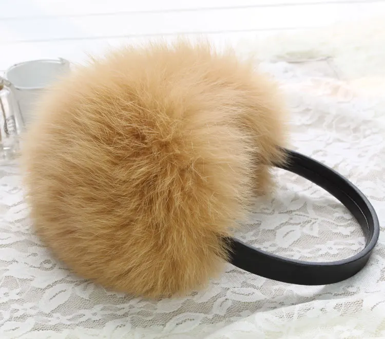 Трендовые зимние полностью кожаные наушники с лисьим мехом теплые женские