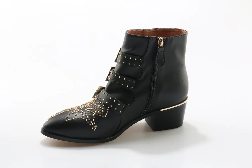 Bottes femme; Роскошные ботильоны для женщин Susanna с кристаллами; зимняя обувь для офиса; Ботинки martin; ботинки в байкерском стиле на не сужающемся книзу массивном каблуке