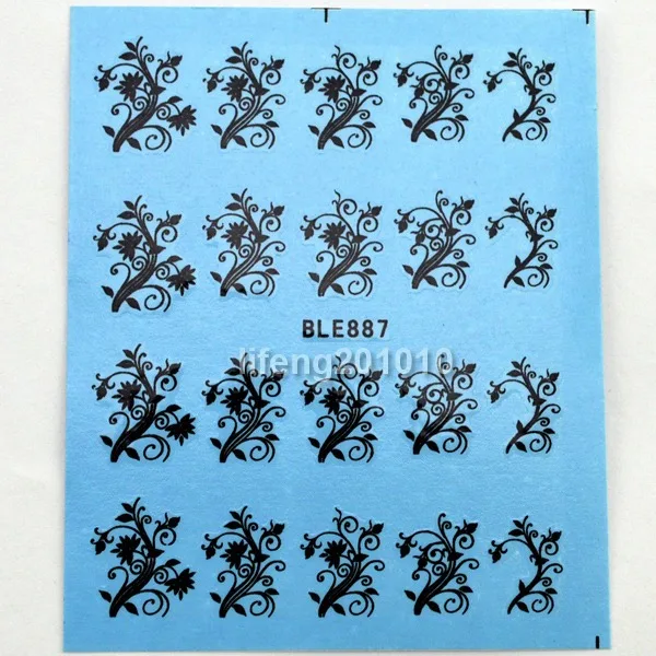 6 шт./лот переводные наклейки для ногтей дизайна украшения инструмент черный