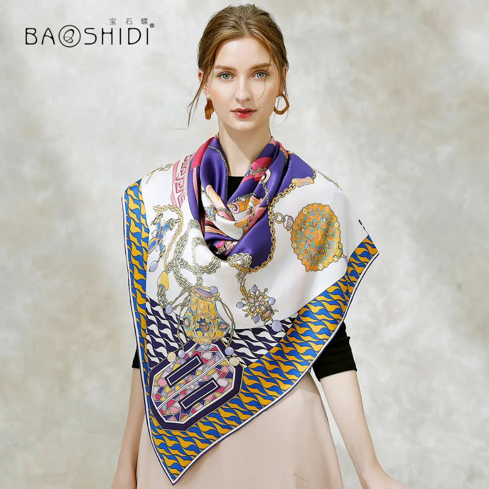 Женский шарф ручной работы BAOSHIDI из 100% шелка Элегантная Шелковая шаль|brand women