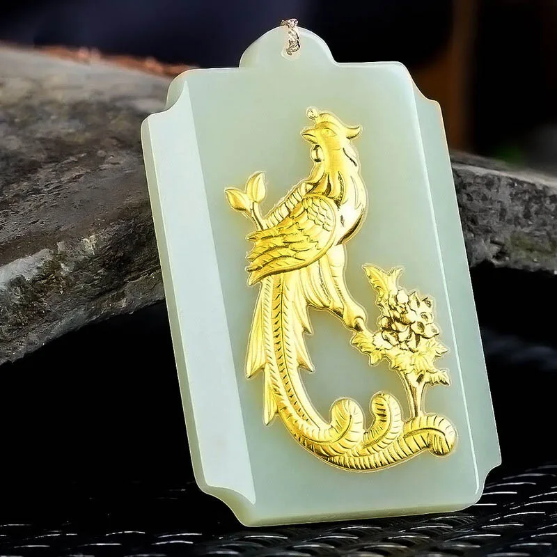 

chinese jade fine jewelry women Lucky Amulet Pendant Hetian jade phoenix pendant jade stone jewelry Phoenix to the instrument