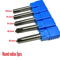 5pcsset 4 flutes r0 5r1 0r1 5r2 0r2 5 carbide hrc50 corner rounding end mill for general use 2mm radius for aluminum
