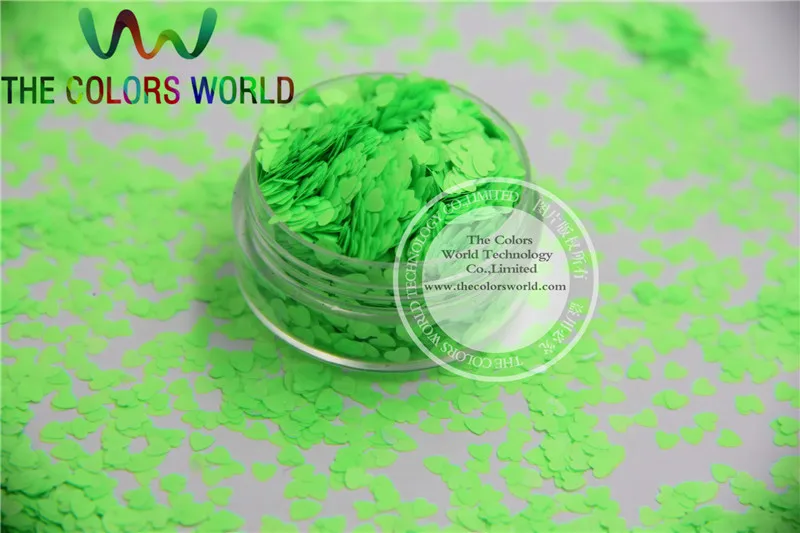 Устойчивые к растворению-неоновый зеленый цвет в форме сердца блестки пайетки