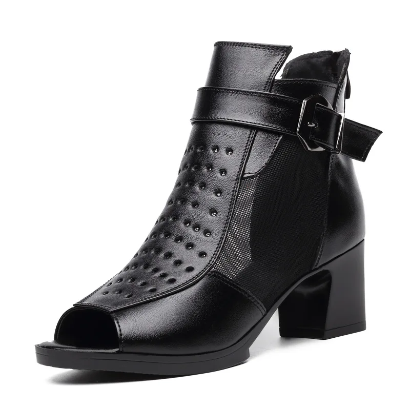 Женские сандалии-гладиаторы из натуральной кожи на высоком каблуке повседневные