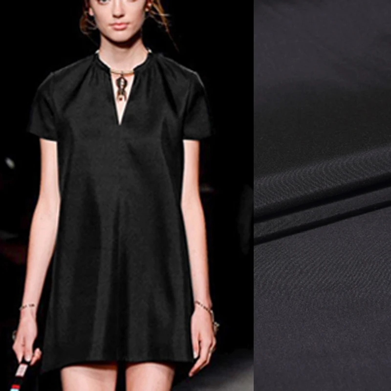 135CM Wide 175G/M Gray Black Solid Color Dupion Silk Fabric for Summer and Spring Suit Dress C016 | Дом и сад
