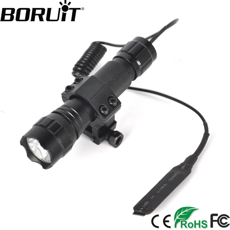 BORUiT 1200LM XML T6 светодиодный WF 501B тактический флэш светильник алюминиевый
