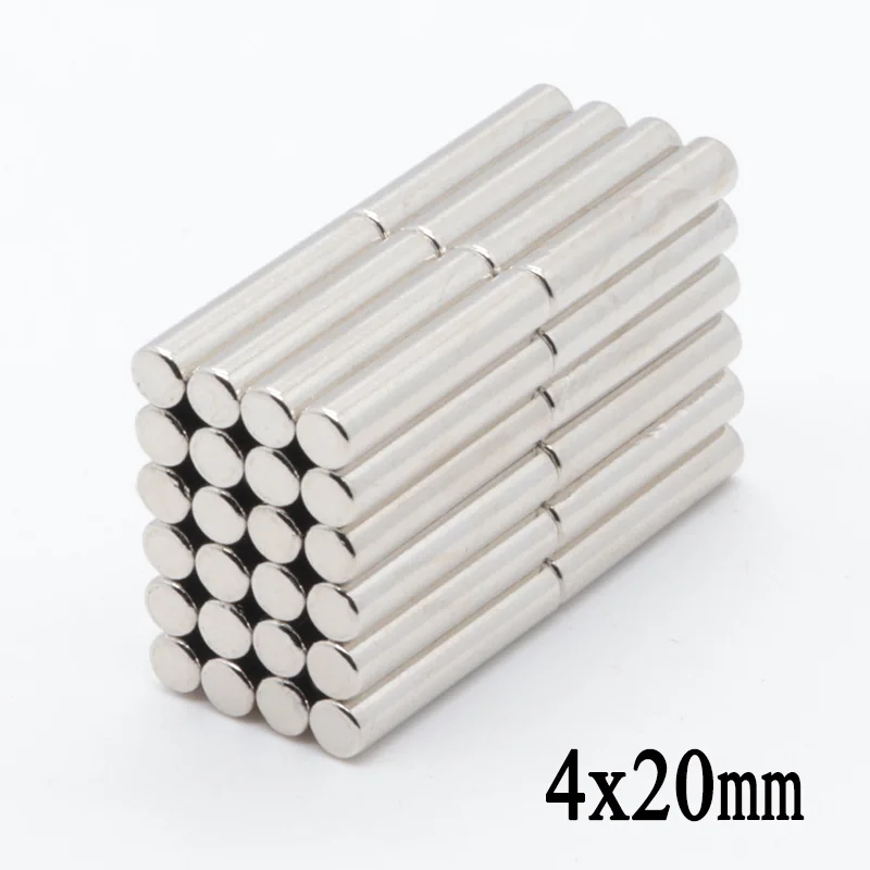 

20pcs N35 4x20 mm NdFeB Super Strong Powerful Small 4*20mm Super Strong Round Neodymium Magnets Rare Earth