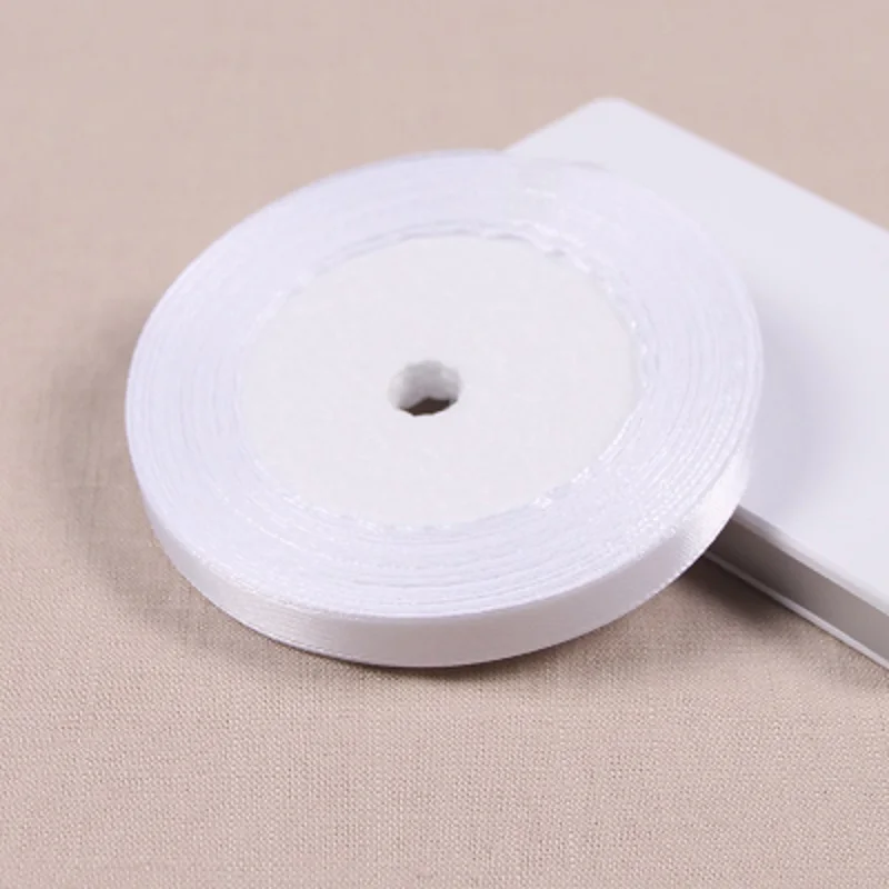 100% полиэстер белый шелковая атласная лента 25 ярдов 22 м для Свадебная