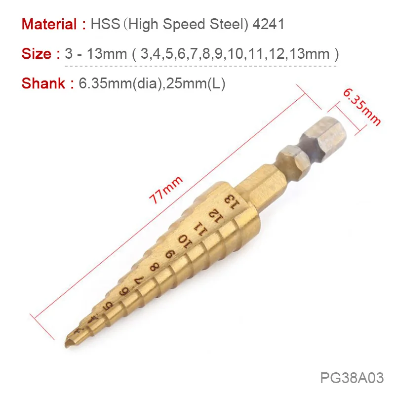 Быстросменное сверло с шестигранным хвостовиком из быстрорежущей стали 3-13 мм 1