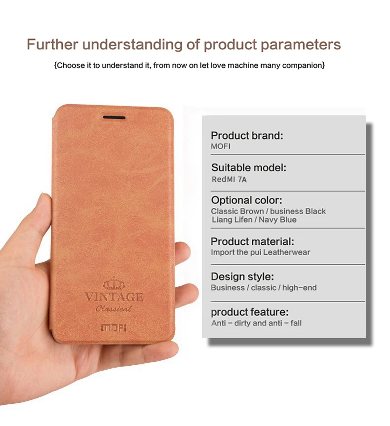 Для Xiaomi Redmi 7A чехол MOFI Флип кожаный чехол подставка для Xiaomi Redmi 7A высокое качество из искусственной кожи чехол для Xiaomi Redmi 7A
