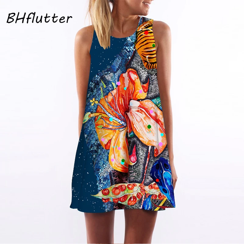Летние женские платья от BHflutter 2018 повседневное шифоновое летнее платье с