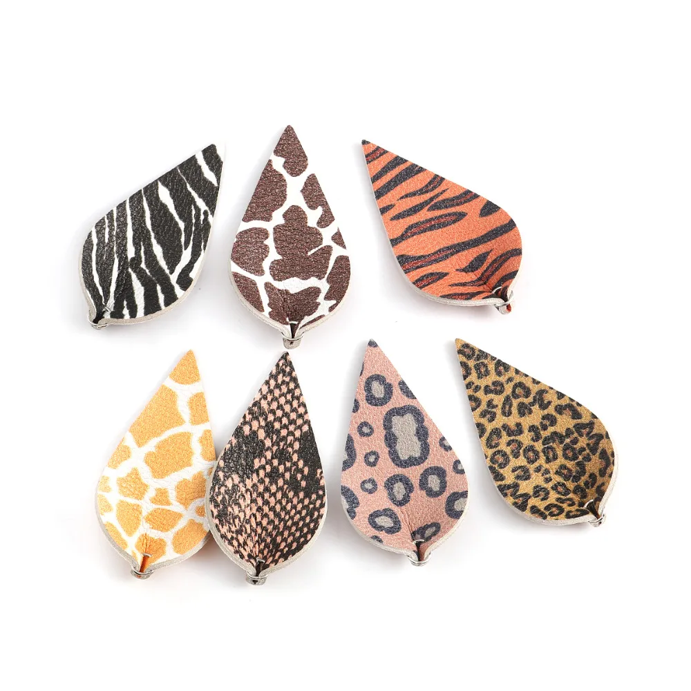 Doreen коробка из искусственной кожи Подвески Лист винтажный Леопардовый принт