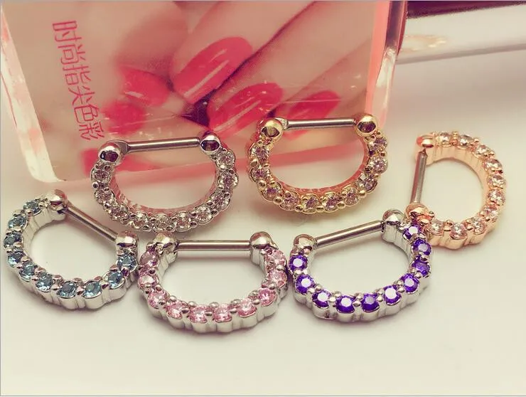 1 шт. австрийский класса ААА Циркон 1,2*8 мм пирсинг для носовой перегородки 316L хирургическая нержавеющая сталь настоящая перегородка пирсинг с драгоценными камнями ювелирные изделия