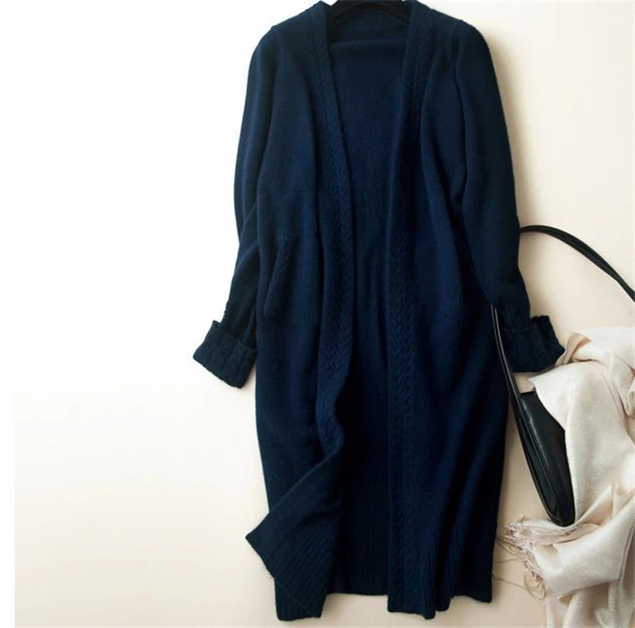 100% козий кашемир добавляет толстый жаккардовый вязаный женский модный длинный