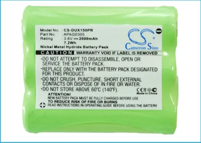 

Cameron Sino 2000mAh battery for DURACOM 48312 9094 I9XTP150 APAG0305 Pager Battery