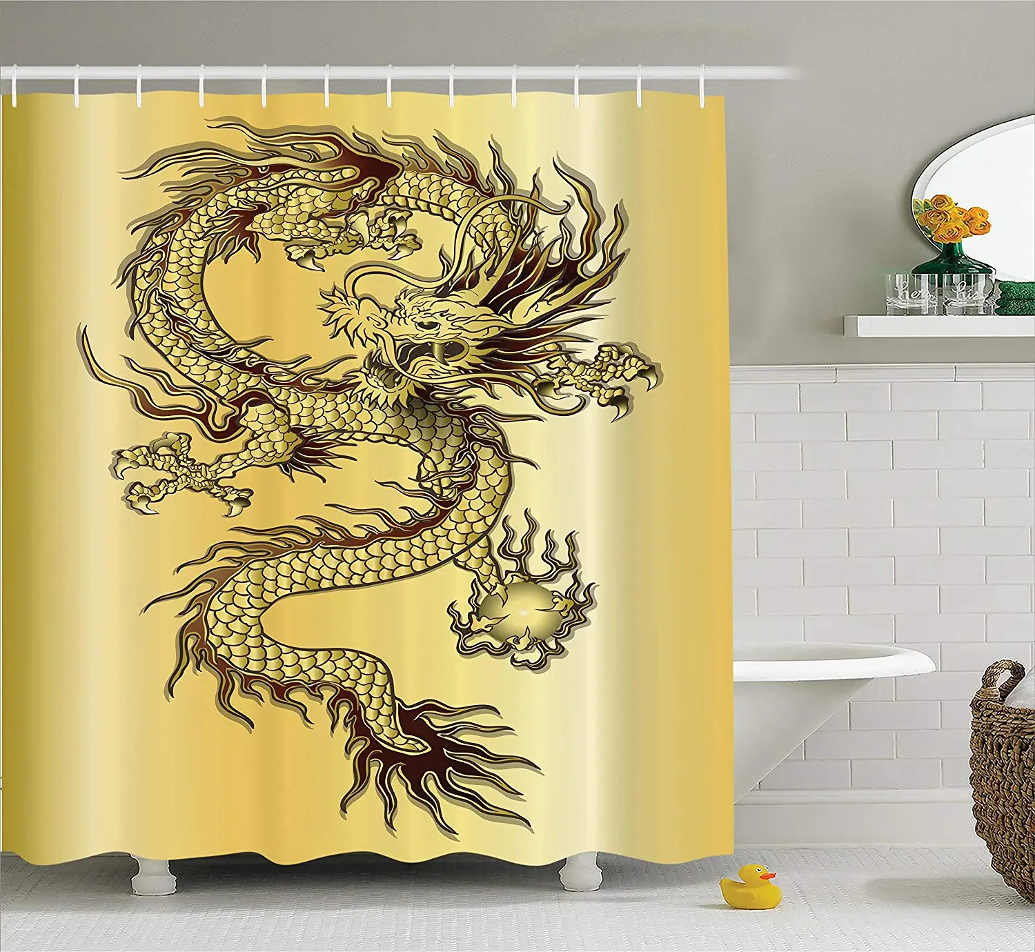 Китайский Змея Дракон тема печати на Золотой Фон восточной мифологии Oriental