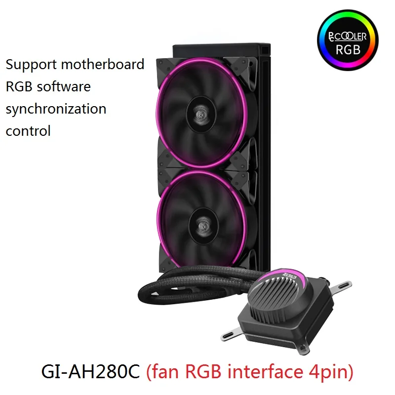 GI-AH280C RGB Pccooler GI-AH360C cpu жидкостный охладитель водяного охлаждения 12 см RGB тихий вентилятор для AMD AM4 AM3 intel LGA 2011 2066 1155 1156 cpu Радиатор - Цвет лезвия: GI-AH280C RGB
