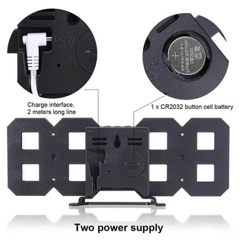 Цифровой большой 3D Будильник Белый светодиодный дисплей цифровые цифры
