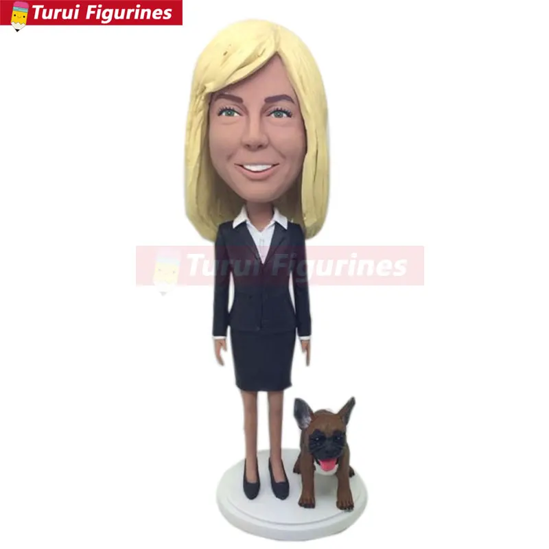 

Office Lady Bobble Head Clay Figurine Personalized Girlfriend Gift Based on Customers' Photos GF Birthday Cake Topper Office Dec