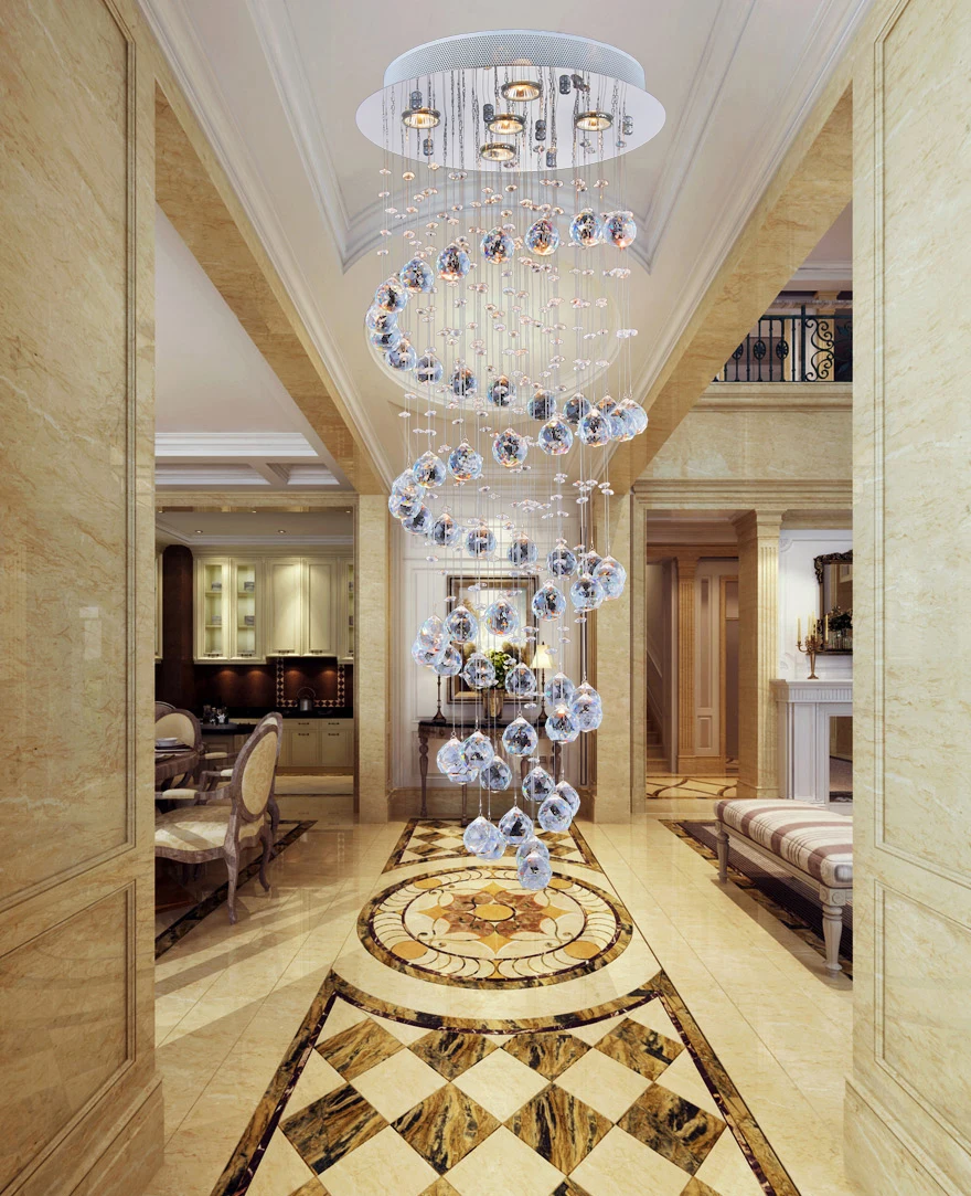 売る スパイラルロマンチックなクリスタル K9 照明ペンダント現代の Led ランプ 5 ライト 110-220 ボルトホテル豪華なヴィラのリビングルームペンダントランプ