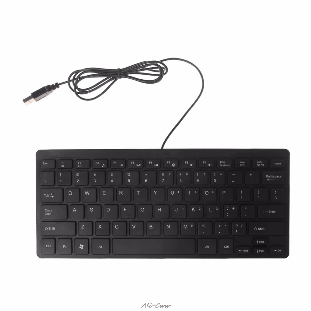 Мини Ультра тонкая Тихая клавиатура 104 клавиш Мультимедиа USB Проводная для